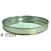 Silver Plated Round Mirror Tray