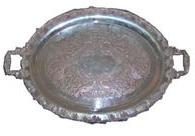 Solid Brass Silver Plated Serving Tray