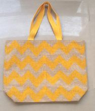 Herringbone Design Jute Beach Bag,