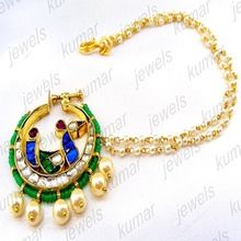 Colored Kundan Stone Pearl Beaded Big Round Nose Ring