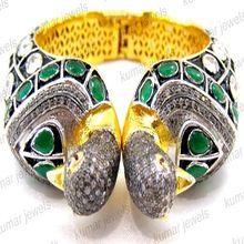 Diamond Emerald Stone Kada Bracelet