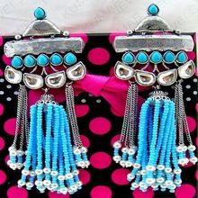 German Silver Turquoise Earrings