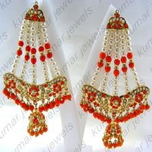 Pearl Coral Stone Beaded Chandelier Earings