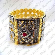 Side Lock Ruby Color Stone Broad Bracelets