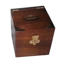 Square Wooden Box Money Bank Children