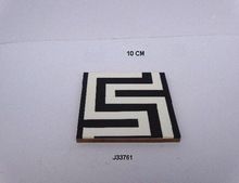 black and white bone mosaic pattern coaster