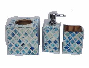 Blue Bone Mosaic Bathroom Set