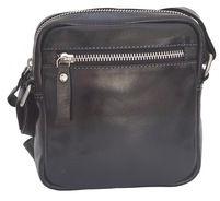 Mens black leather small travel pouch bag