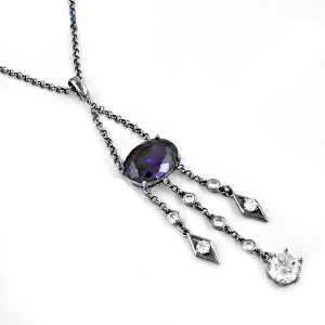 Amethyst Zircon And Cubic Zircon Gemstone necklace