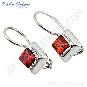 Charming Orange Silver Earring