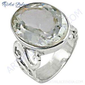 Crystal Gemstone Silver Ring