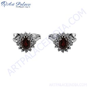 Garnet and Cubic Zircon Earring