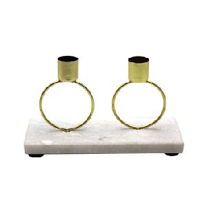Brass Plated Iron Marble Candle Stand