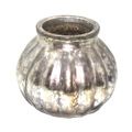 Silver Antique Glass Candle Round