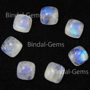 Natural Rainbow Moonstone Cushion Flat Back Cabochon