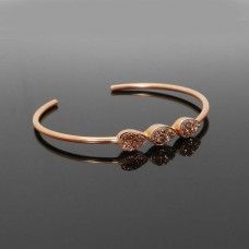 Gold shine druzy gemstone rose gold plated adjustable bezel set bangle