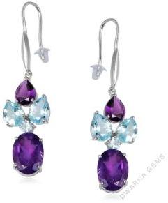 African amethyst earring gemstone jewelry blue topaz stud sterling silver earrings