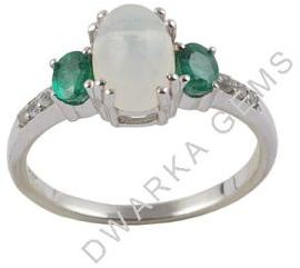 Opal And Emerald Ring With Diamonds