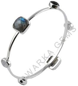 Silver Bangles With Semi Precious Stones