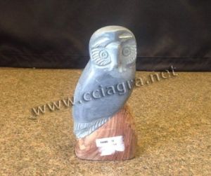 Grey Soapstone Wood Owl