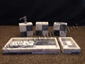 Grey White Marble Bath Set