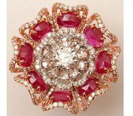 Big Floral Ruby Diamond Wedding Ring