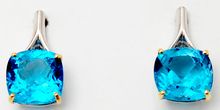 Blue topaz cushion studs