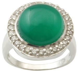 Cubic Zirconia Cabochon Sterling Silver Ring