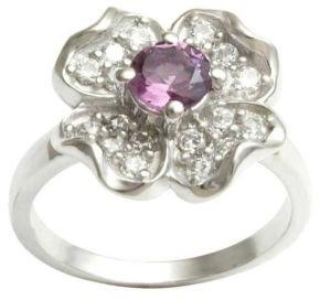 Floral Single Stone Silver Engagement Ring Under 50 USD