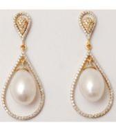 Freshwater Pearl And Diamond Costume Earrings