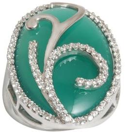 Green Agate Designer Silver Ring