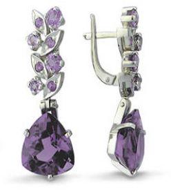 Prong Set Trillion Amethyst Hanging Earring