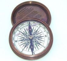 BRASS POEM POCKET COMPASS