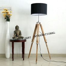 teak wooden floor lamp