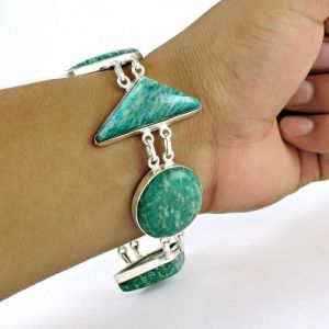 2018 Fashion Amazonite Gemstone Silver Bracelet Jewelry