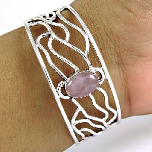 925 sterling silver gemstone Jewellery Charming Rose Quartz Gemstone Bangle