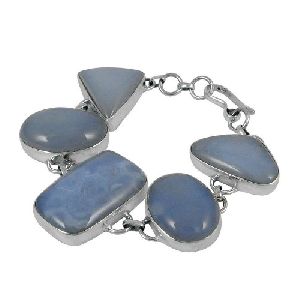 Deluxe Chalcedony Gemstone Sterling Silver Bracelet Jewelry