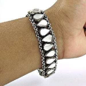 Designer 925 Sterling Silver Glass Gemstone Bracelet Traditional Jewelry