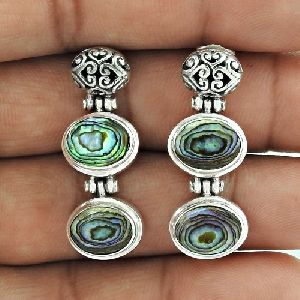 Graceful 925 Sterling Silver Abalone Shell Gemstone Earring Jewelry