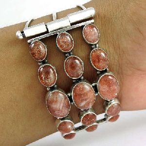 Indian Silver Jewellery Ethnic Sun Stone Gemstone Bangle