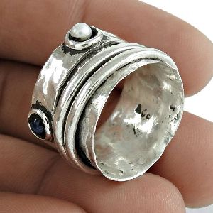 Pearl Lapis Gemstone Ring 925 Sterling Silver Engagement Gift Jewelry