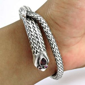 Secret Design!! Garnet Sterling Silver Bangle