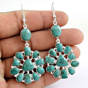 Trendy 925 Sterling Silver Turquoise Gemstone Earring Jewelry Fournisseur