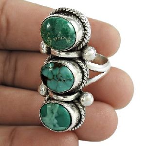 Turquoise Gemstone Ring 925 Sterling Silver Stylish Jewelry