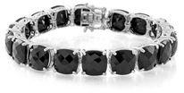 BLACK SPINEL FACETED SILVER TENNIS BRACELET