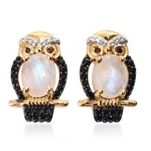 Gemstone Owl Stud Earrings