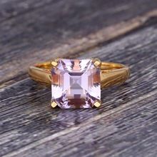 Pink Amethyst Asscher Cut Silver Ring