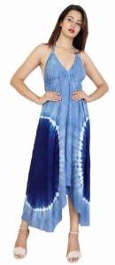 Bohemian Blue Tie-Dye Racerback Long Tank Dress