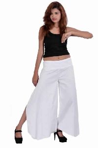 Party Wear Cotton Palazzo Pants White