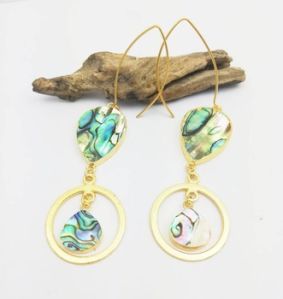 Abalone Shell Gemstone Long Drop Earring